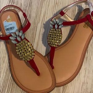 Pineapple rhinestone sandals!